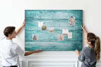 Printed blue old wood cork board