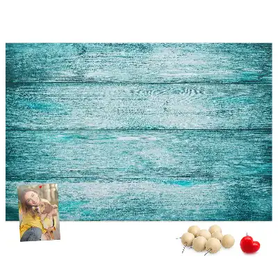 Printed blue old wood cork board