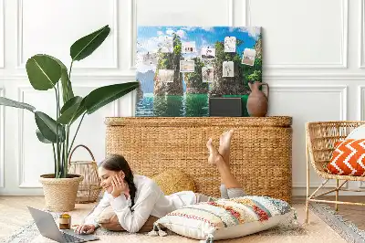 Lake and trees nature printed cork memo board