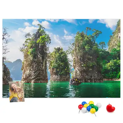 Lake and trees nature printed cork memo board