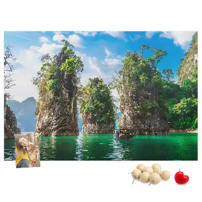 Lake and trees nature printed cork memo board