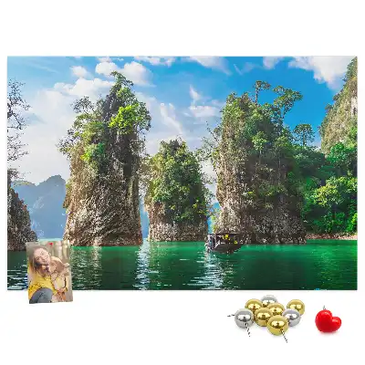 Lake and trees nature printed cork memo board
