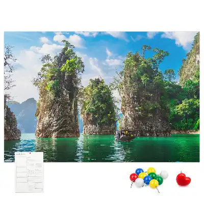 Lake and trees nature printed cork memo board