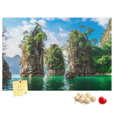 Lake and trees nature printed cork memo board