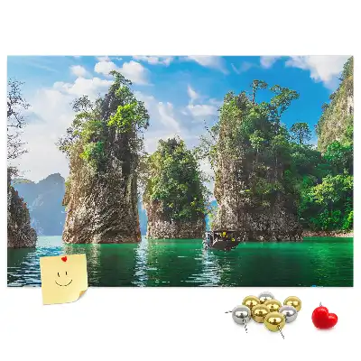 Lake and trees nature printed cork memo board