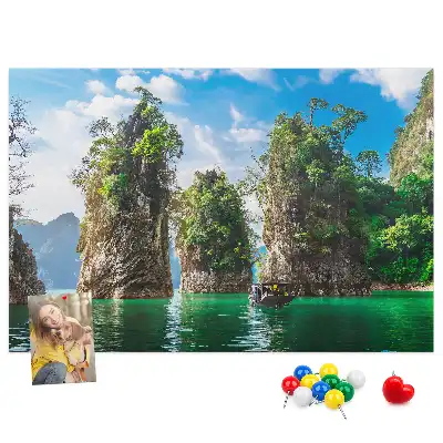 Lake and trees nature printed cork memo board