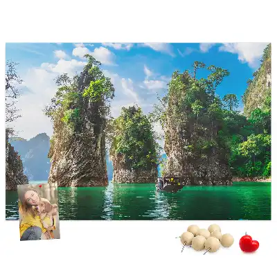 Lake and trees nature printed cork memo board