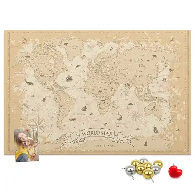 Printed Cork Memo Board Vintage world map