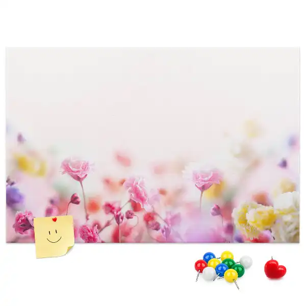 Printed Cork Board with Meadow Flowers Design