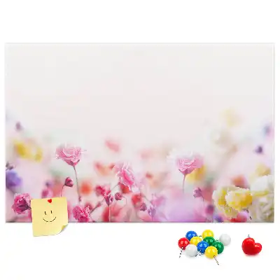 Printed Cork Board with Meadow Flowers Design
