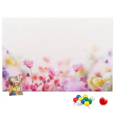 Printed Cork Board with Meadow Flowers Design