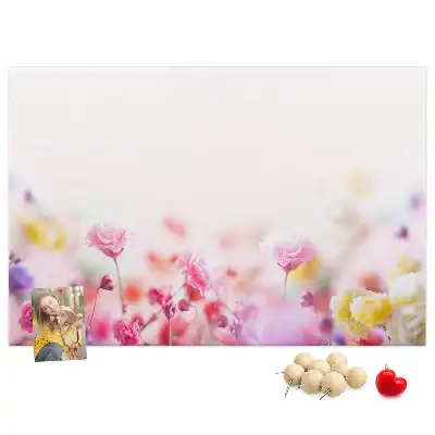 Printed Cork Board with Meadow Flowers Design