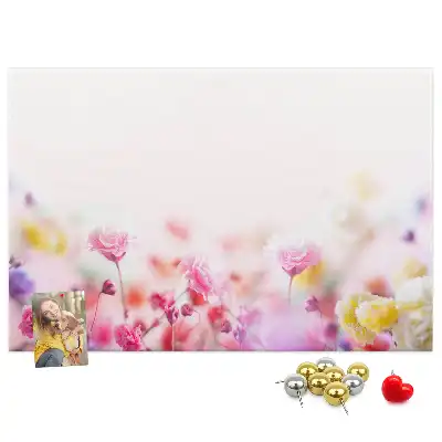 Printed Cork Board with Meadow Flowers Design