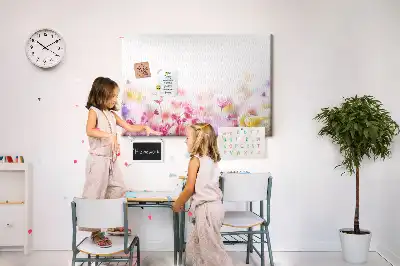 Printed Cork Board with Meadow Flowers Design
