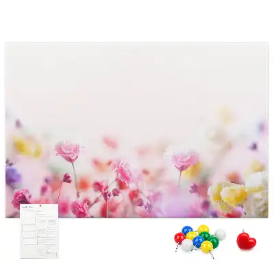 Printed Cork Board with Meadow Flowers Design