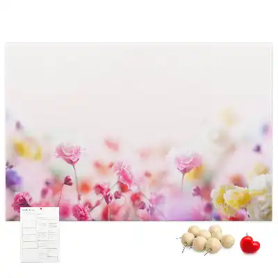 Printed Cork Board with Meadow Flowers Design