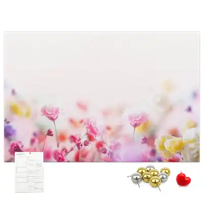 Printed Cork Board with Meadow Flowers Design