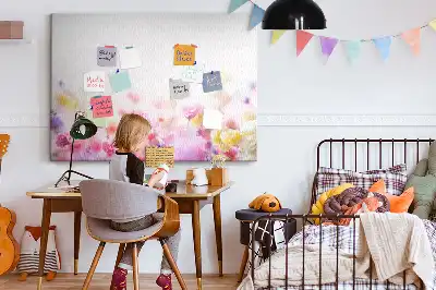 Printed Cork Board with Meadow Flowers Design