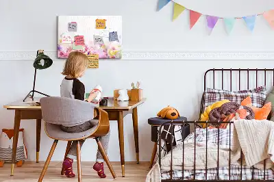 Printed Cork Board with Meadow Flowers Design