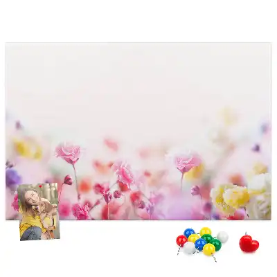 Printed Cork Board with Meadow Flowers Design