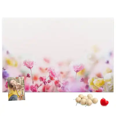 Printed Cork Board with Meadow Flowers Design