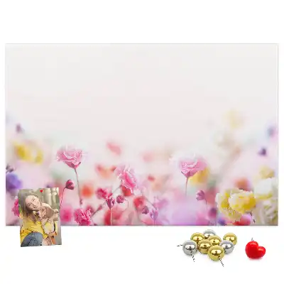 Printed Cork Board with Meadow Flowers Design