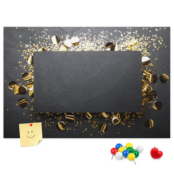 Printed Cork Memo Board Gold confetti