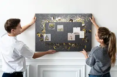 Printed Cork Memo Board Gold confetti