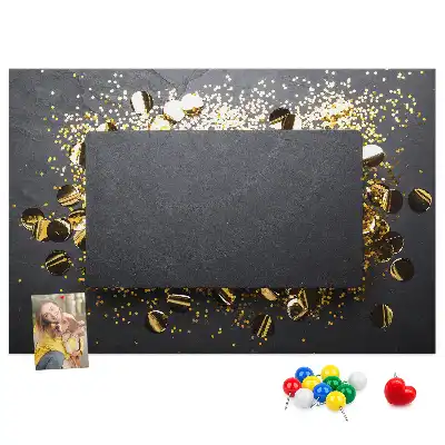 Printed Cork Memo Board Gold confetti