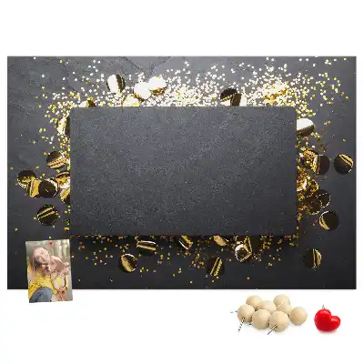 Printed Cork Memo Board Gold confetti