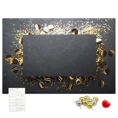 Printed Cork Memo Board Gold confetti