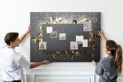 Printed Cork Memo Board Gold confetti