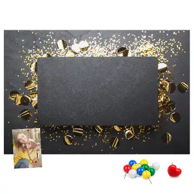 Printed Cork Memo Board Gold confetti