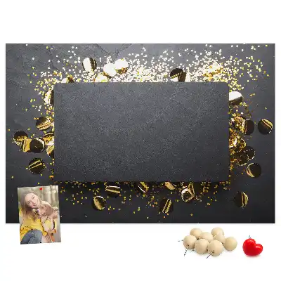 Printed Cork Memo Board Gold confetti