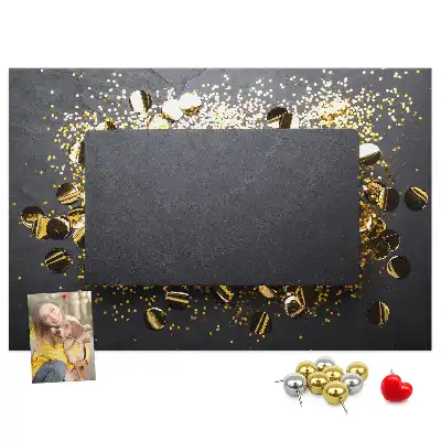 Printed Cork Memo Board Gold confetti