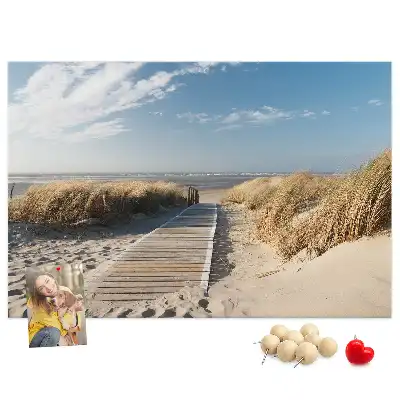 Cork memo board Beach view