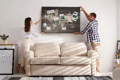 World map cork memo board on wood