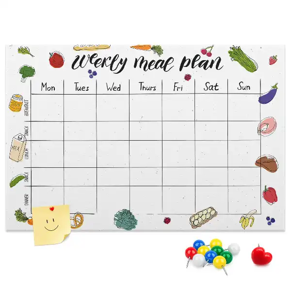 Weekly Menu Printed Cork Board