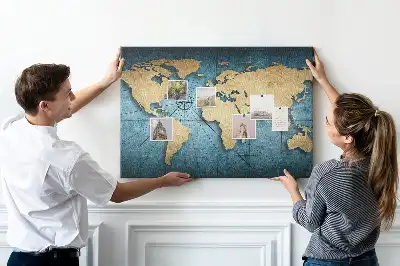 Cork memo board 3D world map