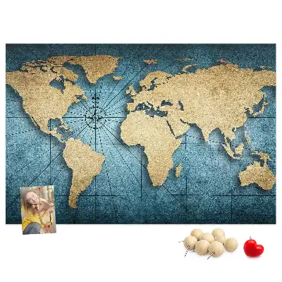 3D World Map Cork Memo Board