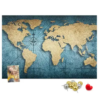Cork memo board 3D world map