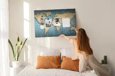 Cork memo board 3D world map
