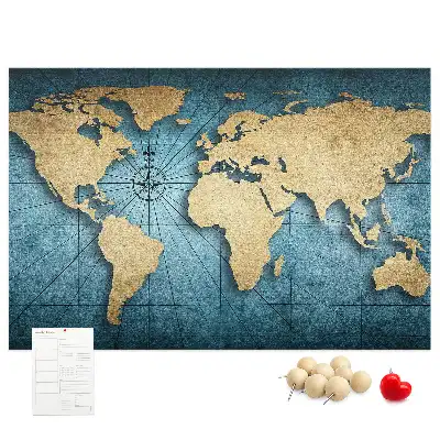3D World Map Cork Memo Board