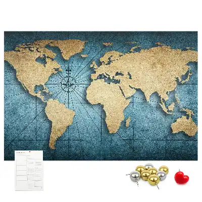 Cork memo board 3D world map
