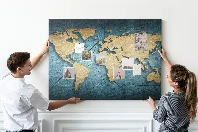 Cork memo board 3D world map