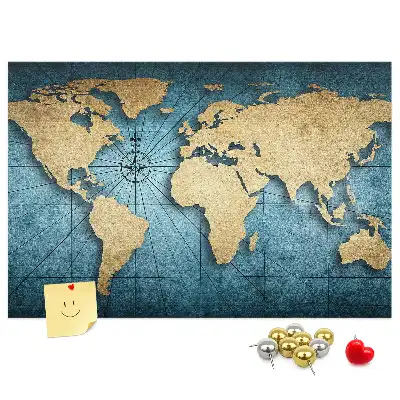 Cork memo board 3D world map