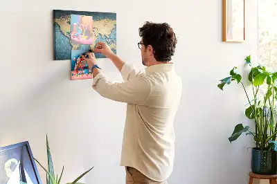 Cork memo board 3D world map