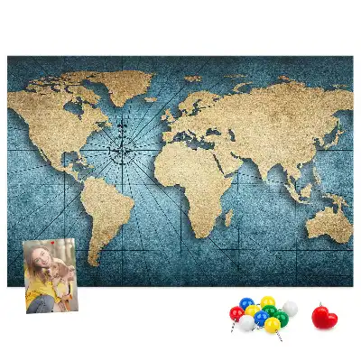 Cork memo board 3D world map
