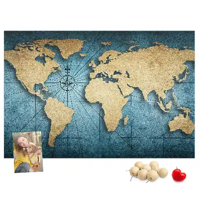 Cork memo board 3D world map