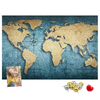 3D World Map Cork Memo Board